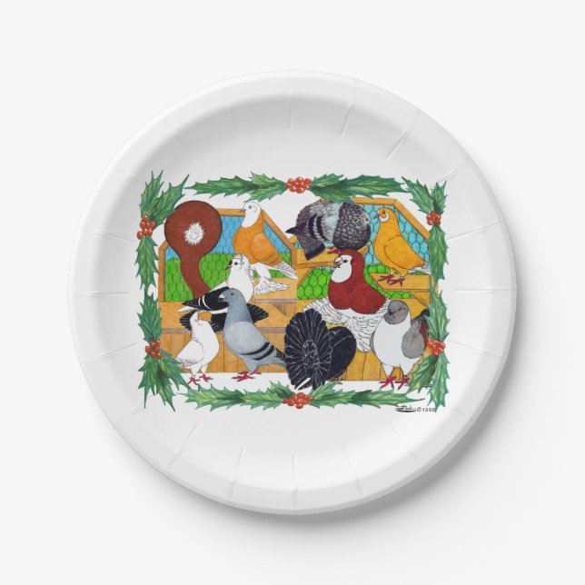 Weihnachtstauben Pappteller (Vorderseite)