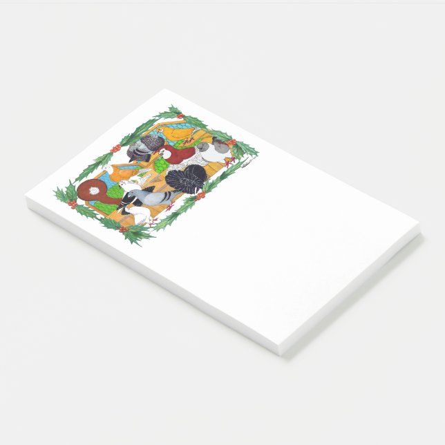 Weihnachtstauben Post-it Klebezettel (angewinkelt)