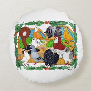 Weihnachtstauben Rundes Kissen