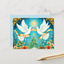 Weihnachtstauben, Weihnachtsbaum, Liebe, Frieden, Postkarte
