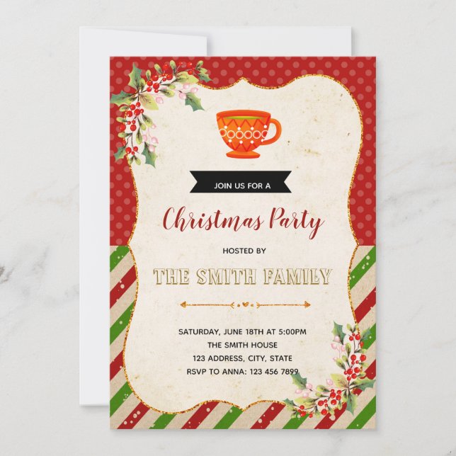 Weihnachtstee-Party Einladung (Vorderseite)