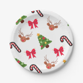 Weihnachtsteller aus Pappe mit weißem Motiv Pappteller