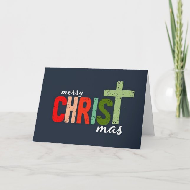 Weihnachtstext Frohe Weihnachten mas Christlich Dankeskarte (Vorderseite)
