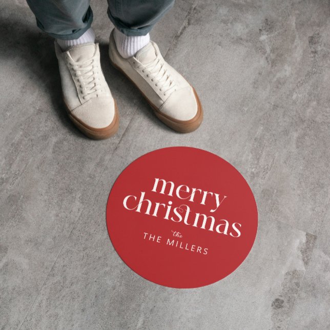 Weihnachtsthema Frohe Weihnachts Retro Typografie Runder Aufkleber (Von Creator hochgeladen)