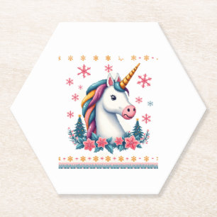 Weihnachtsthema Gestrickte Einhorn Einhörner T-Shi Untersetzer