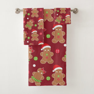 Weihnachtsthema Gingerbread Männer Badhandtuch Set