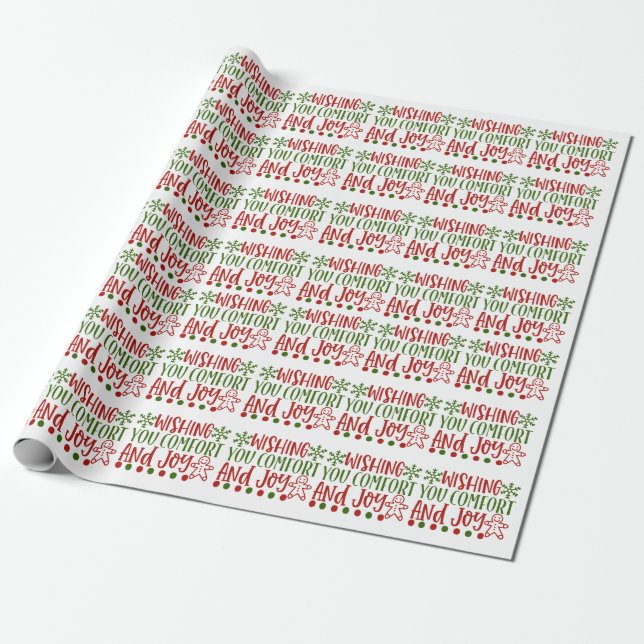 Weihnachtsthema: Komfort und Freude wünschen Geschenkpapier (Ungerollt)