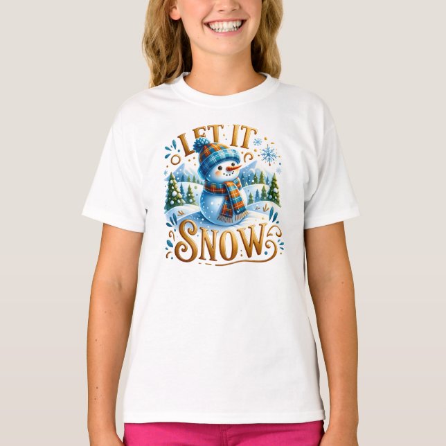 Weihnachtsthema lassen es Schnee Niedlichen Schnee T-Shirt (Vorderseite)