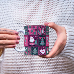 Weihnachtsthema Lila und rosa Frohe Weihnachten Kaffeetasse