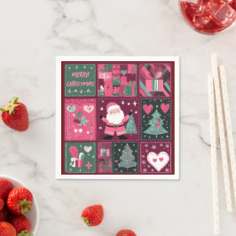 Weihnachtsthema Lila und rosa Frohe Weihnachten Serviette