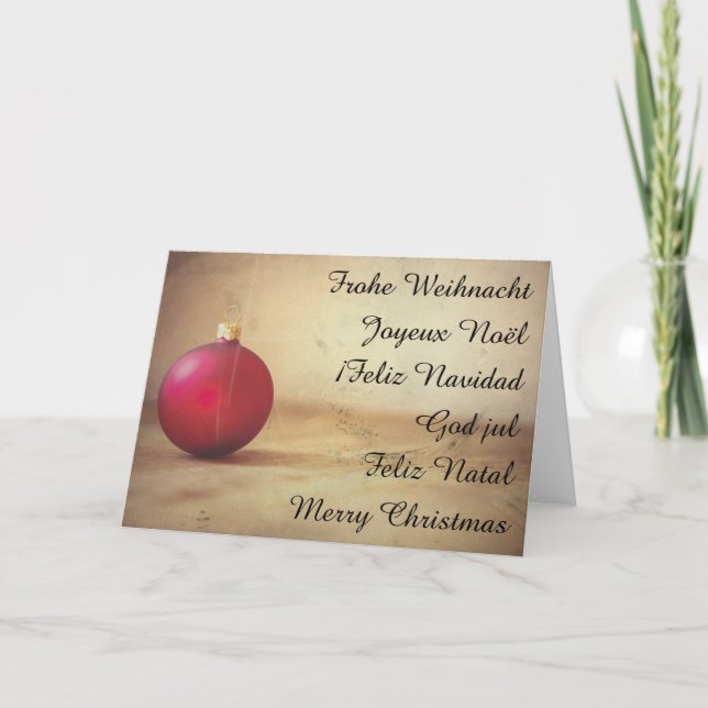 Weihnachtsthema mit Weihnachtsball Feiertagskarte (Vorderseite)