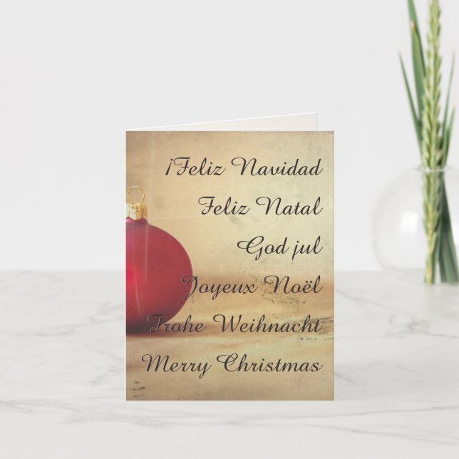 Weihnachtsthema mit Weihnachtsball Karte (Vorderseite)