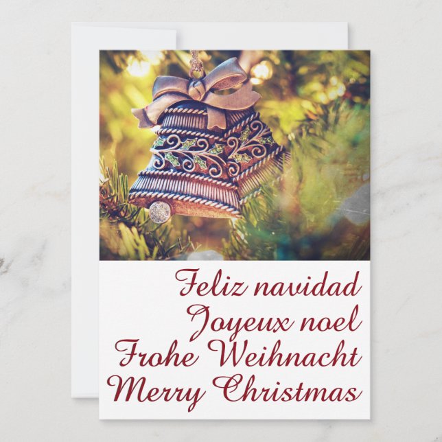 Weihnachtsthema mit zwei Glocken Einladung (Vorderseite)
