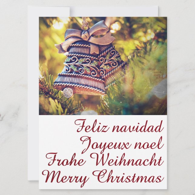 Weihnachtsthema mit zwei Glocken Einladung (Vorderseite)