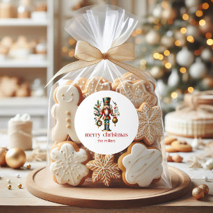 Weihnachtsthema Nutcracker Retro Typografie 2 Runder Aufkleber