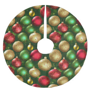 Weihnachtsthema rot, grün und Gold Polyester Weihnachtsbaumdecke