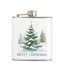 Weihnachtsthema Snowy Tree Retro Typografie Flachmann