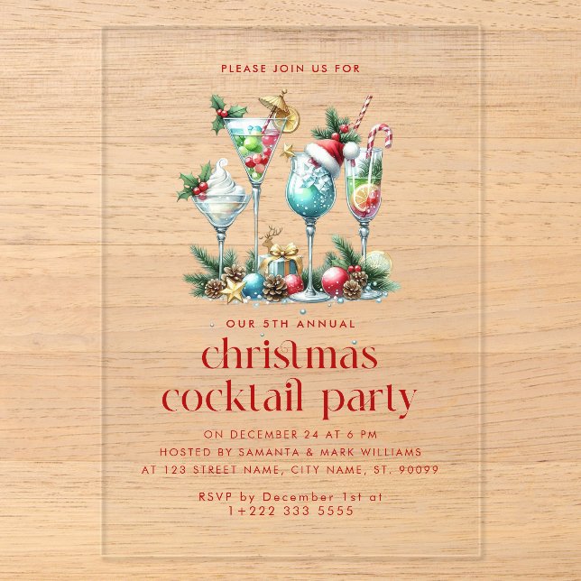 Weihnachtsthema Weihnachtscocktail Party Danke Acryleinladungen (Vorderseite)