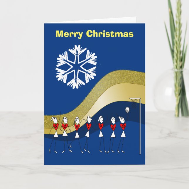 Weihnachtsthemenorientierter Netball Feiertagskarte (Vorderseite)