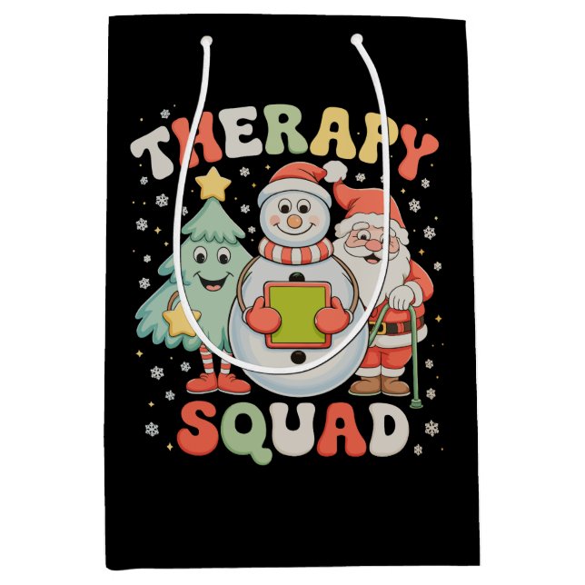 Weihnachtstherapie Squad SLP OT PT Crew Weihnachte Mittlere Geschenktüte (Vorderseite)