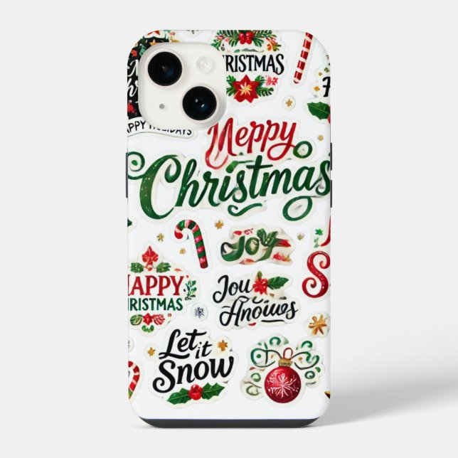 Weihnachtsticker Collection - Whimsical H iPhone 14 Hülle (Rückseite)