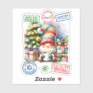 Weihnachtsticker mit einem fröhlichen Elf Aufkleber