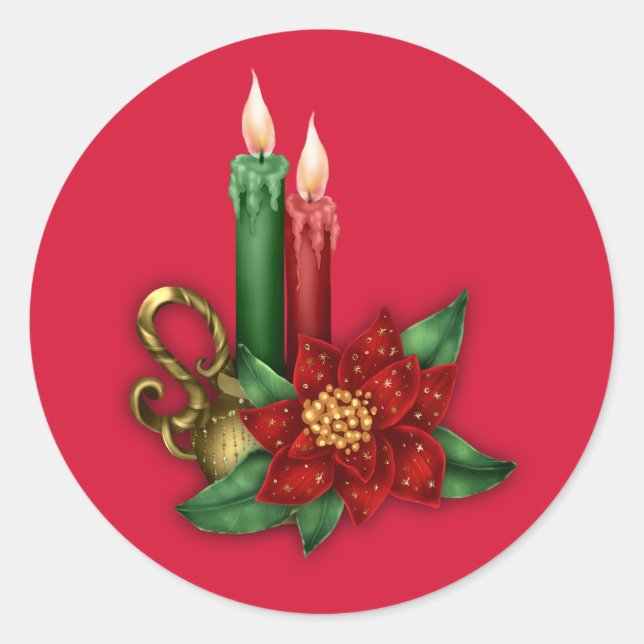 Weihnachtsticker mit Kerzen Runder Aufkleber (Vorderseite)