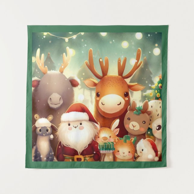 Weihnachtstiere 8 wandteppich (Vorderseite)