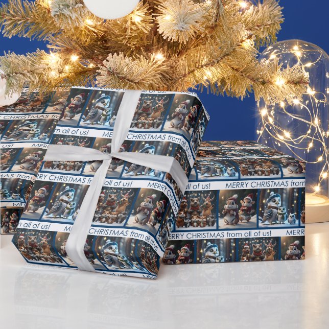 Weihnachtstiere aus Holz - von uns allen Geschenkpapier (Feiertage)