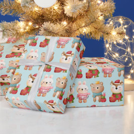 Weihnachtstiere im Fest Outfits Muster Geschenkpapier
