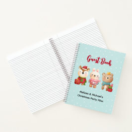 Weihnachtstiere in festlichen Outfits Gästebuch Notizbuch
