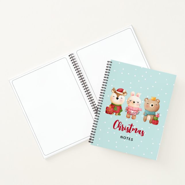 Weihnachtstiere in festlichen Outfits Notizbuch (Innenseite)