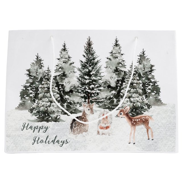 Weihnachtstiere Pine Forest Geschenktasche Große Geschenktüte (Vorderseite)