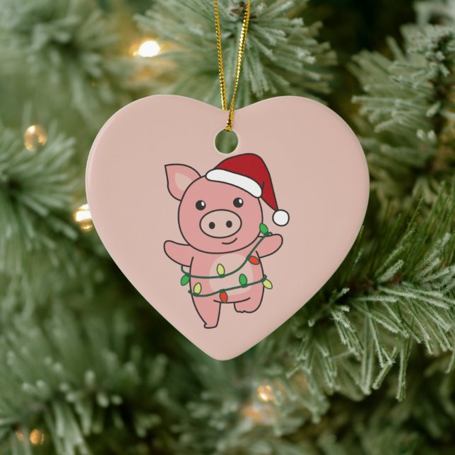 Weihnachtstiere Schweine Keramik Ornament (Baum)