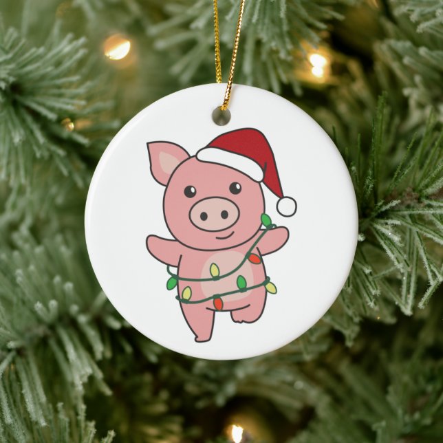 Weihnachtstiere Schweine Keramik Ornament (Baum)