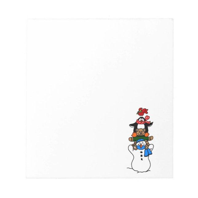 Weihnachtstiere und Snowman Notepad Notizblock (Vorderseite)
