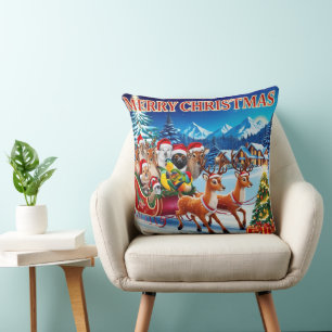 Weihnachtstiere werfen Kissendesign. Kissen