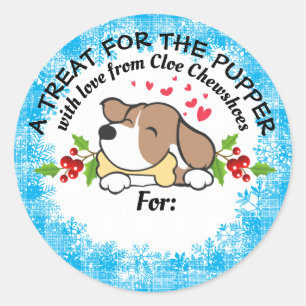 Weihnachtstierfutterhund-Leckereien personalisiert Runder Aufkleber
