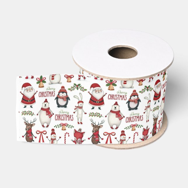 Weihnachtstiermuster Ripsband (Spule)