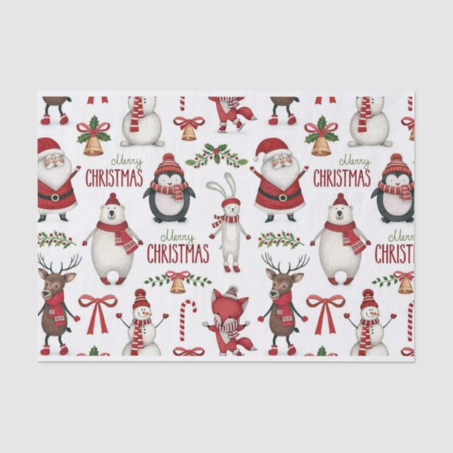 Weihnachtstiermuster Seidenpapier (Vorderseite)