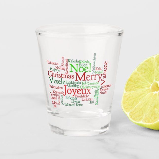 Weihnachtstipps rund um die Welt Schnapsglas (Vorderseite)
