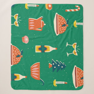 Weihnachtstisch, Vintages Muster. Sherpadecke