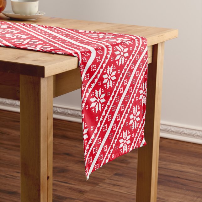 Weihnachtstischläufer mit nordischem Schneeflocken Kurzer Tischläufer (Beispiel)