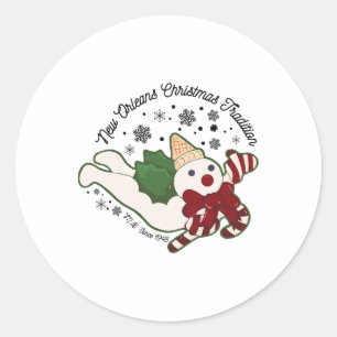 Weihnachtstradition Schneemänner New Orleans Mr Bi Runder Aufkleber