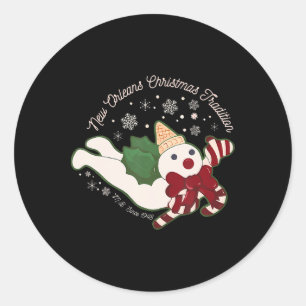 Weihnachtstradition Schneemänner New Orleans Mr Bi Runder Aufkleber