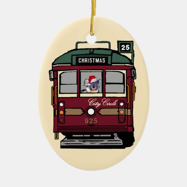 Weihnachtstram-Verzierung Keramik Ornament (Vorne)
