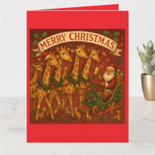 Weihnachtsträume - Santa und Giraffen Karte