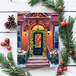 Weihnachtstreppen   Winterurlaub Aquarell Postkarte