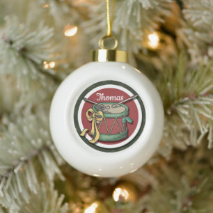 Weihnachtstrommel mit Ihrem Namen Keramik Kugel-Ornament
