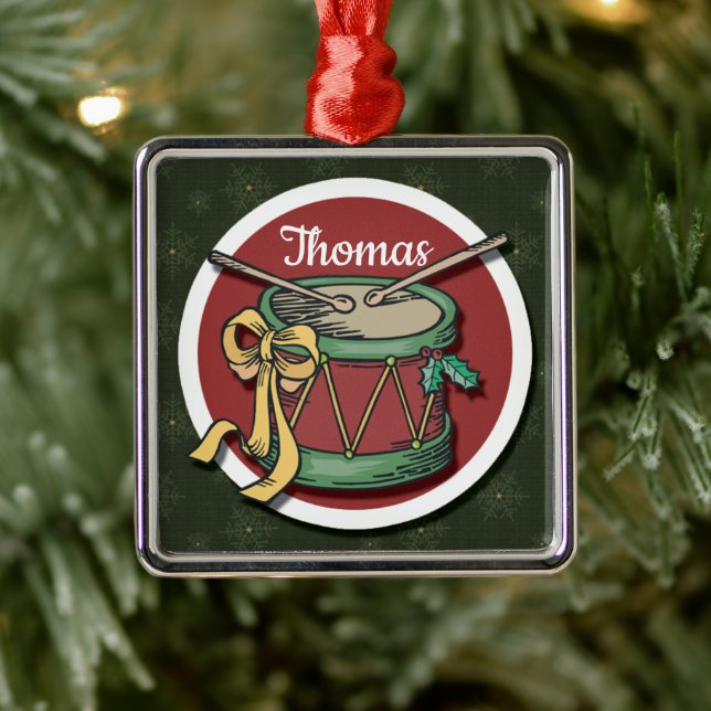 Weihnachtstrommel mit Ihrem Namen Ornament Aus Metall (Baum)
